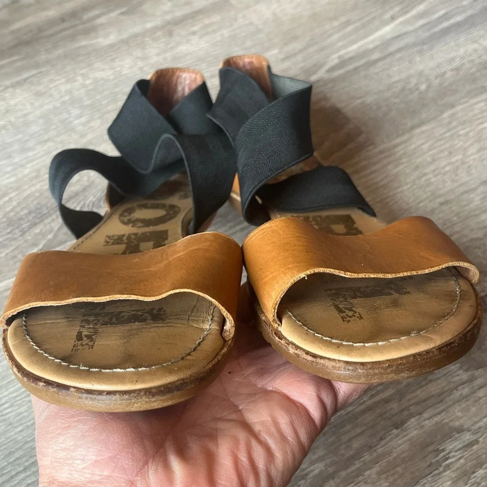 Sorel‎ Ella II Cross Strap Sandals Brown Leather Womens 9 UK 7 EU 40